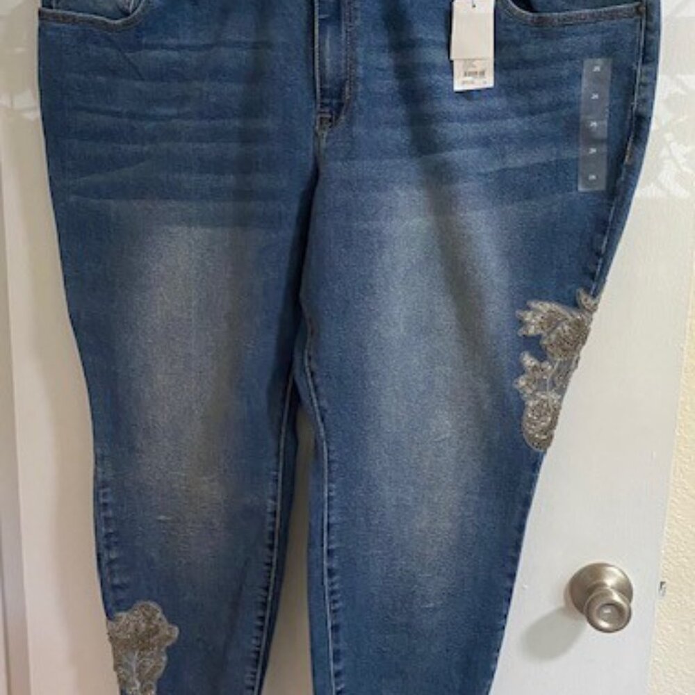 Lane Bryant - Mid-Rise Skinny Beaded Jeans